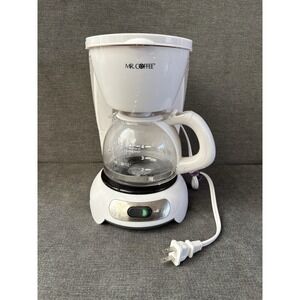 Mr. Coffee TF6 Coffee Maker 4 Cup Glass Carafe Drip Stop White Tested WORKS